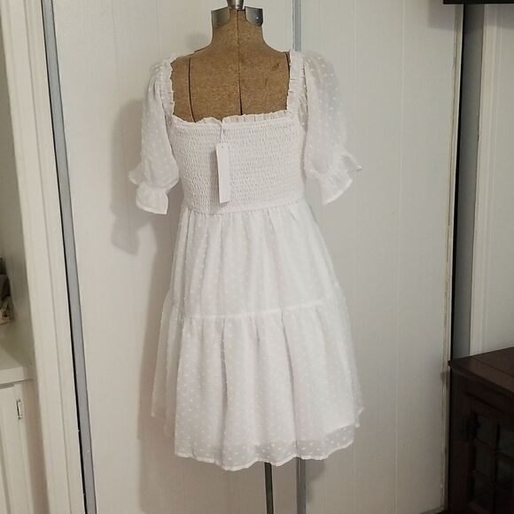 TECREW Womens Square Neck Puff Sleeve Mini Dress Small NWT - Picture 9 of 14